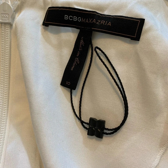 BCBGMaxAzria White Ruffle Collar Dress 10 - Picture 4 of 6